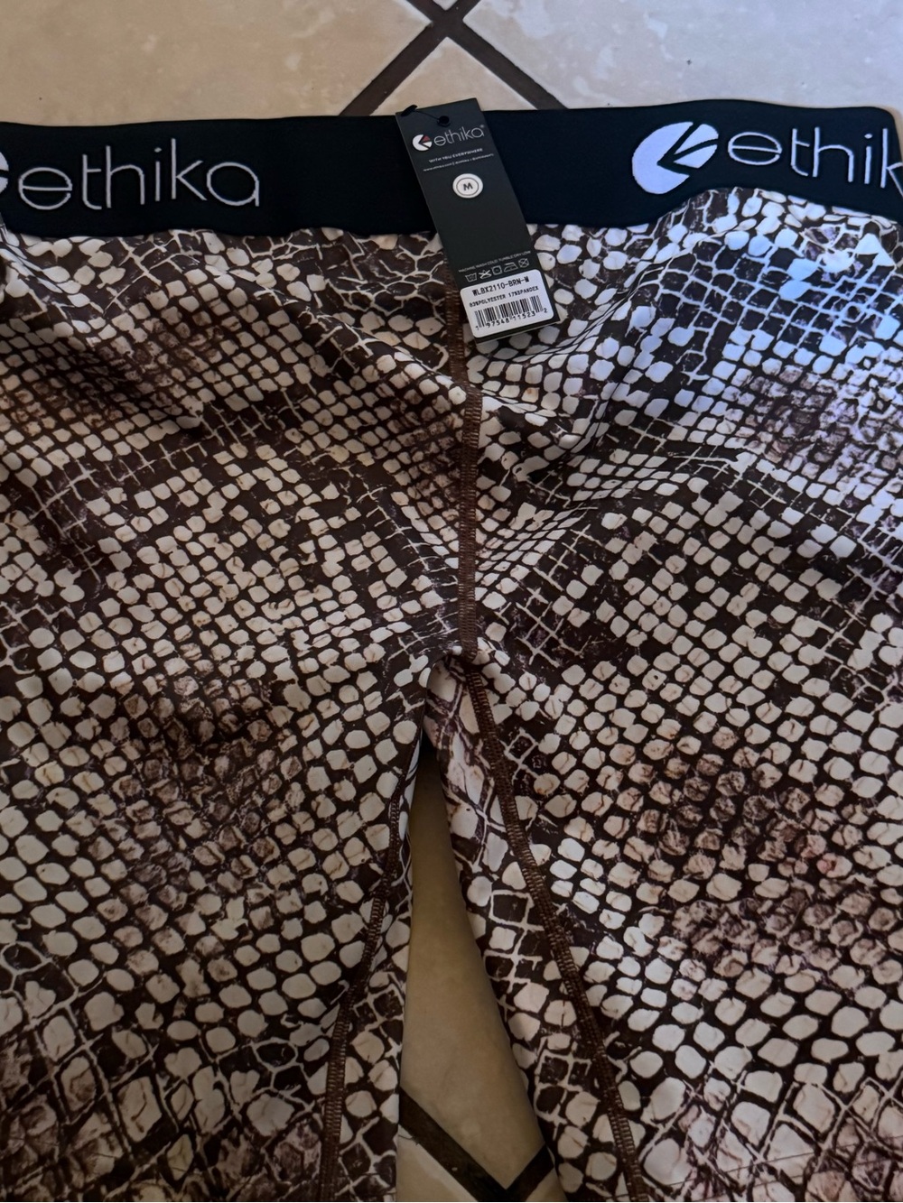 ethika Women’s Brown Snake-Print Bike Shorts